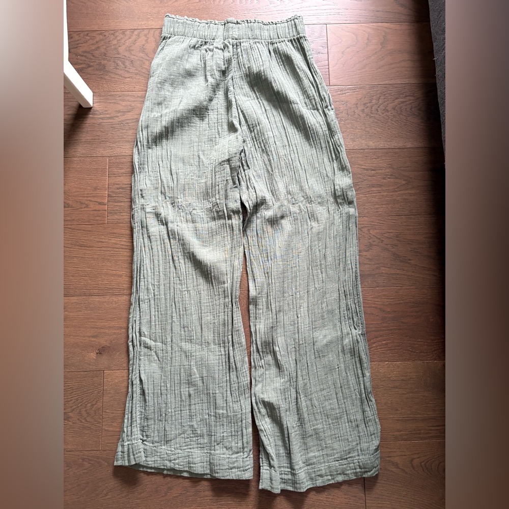Gap Crinkle Gauze High Rise Wide Leg Pants Laurel Wreath Green - Picture 4 of 4